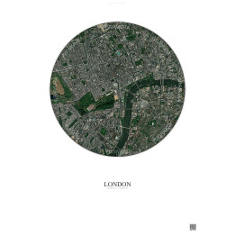 Affiche London – Poster vue satellite 2.5km Couleur | Gravura – Fond clair