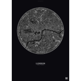 Affiche London – Poster vue satellite 6km N&B | Gravura – Fond foncé