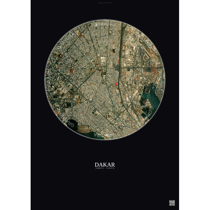 Affiche Dakar – Poster vue satellite 2.5km Couleur | Gravura – F