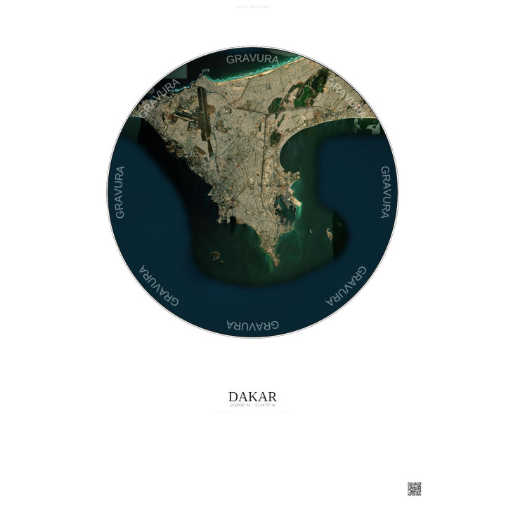 Affiche Dakar – Poster vue satellite 10km Couleur | Gravura – Fo