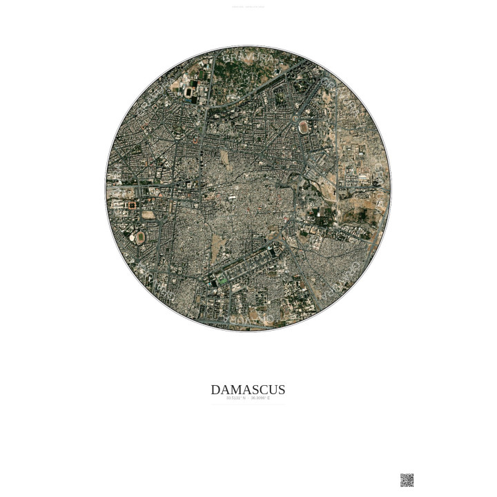 Affiche Damascus – Poster vue satellite 2.5km Couleur | Gravura 
