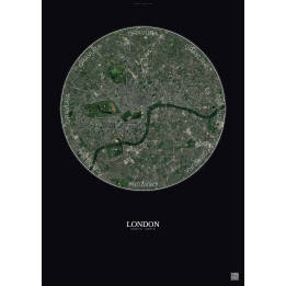 Affiche London – Poster vue satellite 6km Couleur | Gravura – Fond foncé