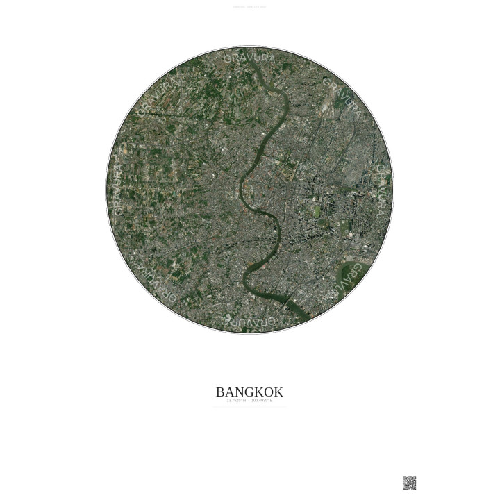 Affiche Bangkok – Poster vue satellite 10km Couleur | Gravura – 