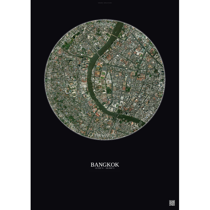Affiche Bangkok – Poster vue satellite 2.5km Couleur | Gravura –