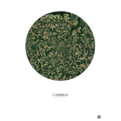 Affiche Cambrai – Poster vue satellite 10km Couleur | Gravura – Fond clair