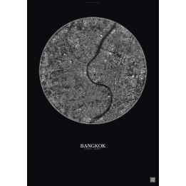 Affiche Bangkok – Poster vue satellite 6km N&B | Gravura – Fond 
