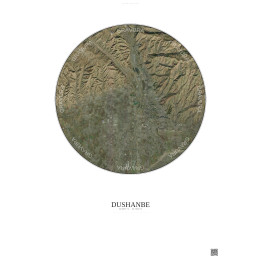 Dushanbe Satellite View Poster 10km Color | Gravura – Light back