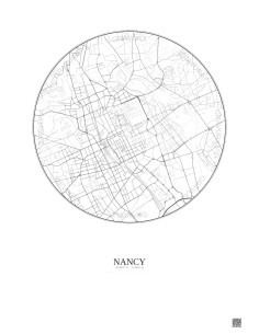 Affiche Nancy – Poster carte de ville 2.5km | Gravura – Fond clair