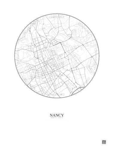 Nancy City Map Poster 2.5km | Gravura – Light background