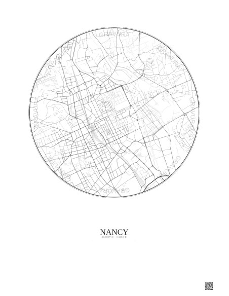 Nancy City Map Poster 2.5km | Gravura – Light background