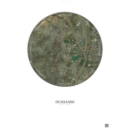 Affiche Dushanbe – Poster vue satellite 2.5km Couleur | Gravura 
