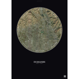 Affiche Dushanbe – Poster vue satellite 6km Couleur | Gravura – 