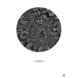 Affiche Cambrai – Poster vue satellite 2.5km N&B | Gravura – Fond clair