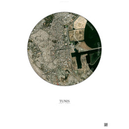 Affiche Tunis – Poster vue satellite 2.5km Couleur | Gravura – F