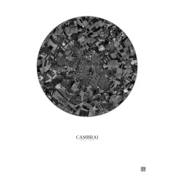 Affiche Cambrai – Poster vue satellite 5km N&B | Gravura – Fond clair