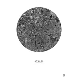 Affiche Ankara – Poster vue satellite 6km N&B | Gravura – Fond c