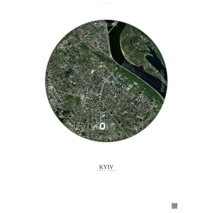 Affiche Kyiv – Poster vue satellite 2.5km Couleur | Gravura – Fo