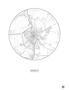 Nancy City Map Poster 10km | Gravura – Light background