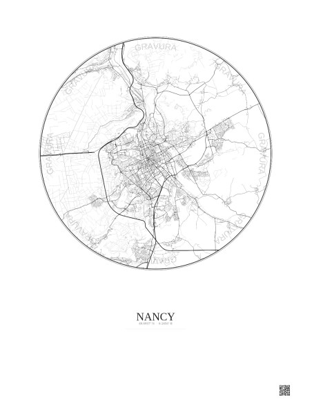 Nancy City Map Poster 10km | Gravura – Light background