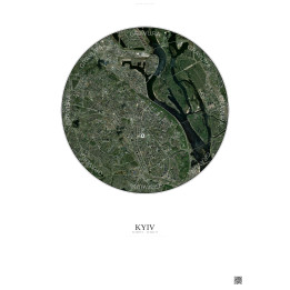 Kyiv Satellite View Poster 6km Color | Gravura – Light backgroun