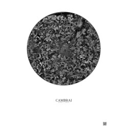 Affiche Cambrai – Poster vue satellite 10km N&B | Gravura – Fond clair
