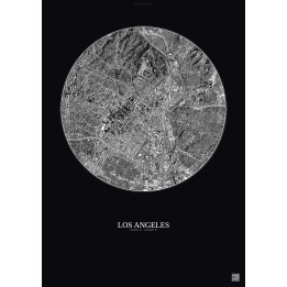 Affiche Los Angeles – Poster vue satellite 5km N&B | Gravura – F