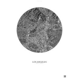 Affiche Los Angeles – Poster vue satellite 5km N&B | Gravura – F