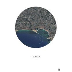 Affiche Cannes – Poster vue satellite 2.5km Couleur | Gravura – Fond clair