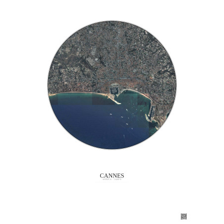 Affiche Cannes – Poster vue satellite 2.5km Couleur | Gravura – Fond clair