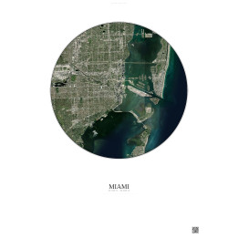 Affiche Miami – Poster vue satellite 10km Couleur | Gravura – Fo