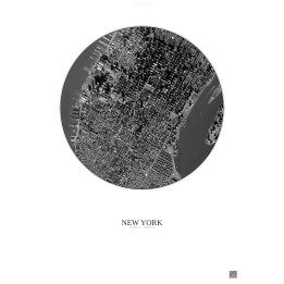 Affiche New York – Poster vue satellite 2.5km N&B | Gravura – Fo