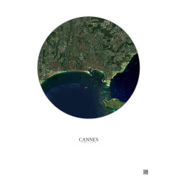 Affiche Cannes – Poster vue satellite 5km Couleur | Gravura – Fond clair