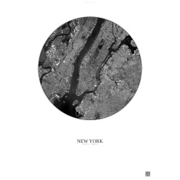New York Satellite View Poster 10km B&W | Gravura – Light backgr