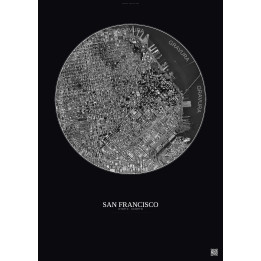 Affiche San Francisco – Poster vue satellite 2.5km N&B | Gravura
