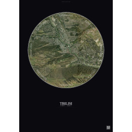 Affiche Tbilisi – Poster vue satellite 6km Couleur | Gravura – Fond foncé
