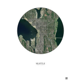 Affiche Seattle – Poster vue satellite 5km Couleur | Gravura – F