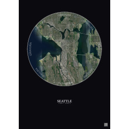 Affiche Seattle – Poster vue satellite 10km Couleur | Gravura – 