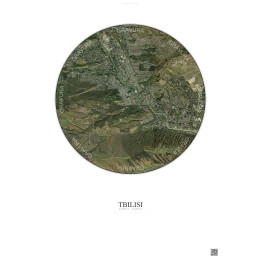 Affiche Tbilisi – Poster vue satellite 6km Couleur | Gravura – Fond clair