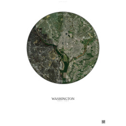 Affiche Washington – Poster vue satellite 10km Couleur | Gravura