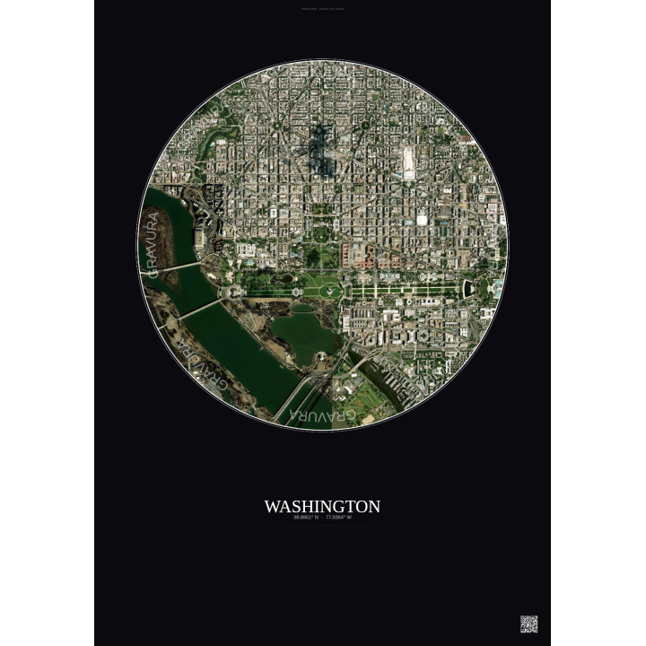 Affiche Washington – Poster vue satellite 2.5km Couleur | Gravur