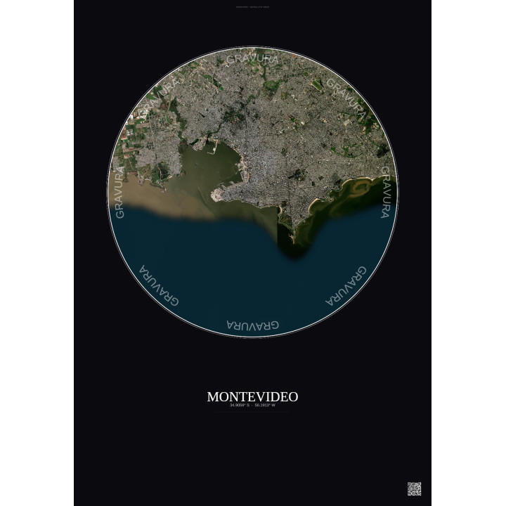 Affiche Montevideo – Poster vue satellite 10km Couleur | Gravura