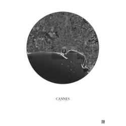 Affiche Cannes – Poster vue satellite 2.5km N&B | Gravura – Fond clair