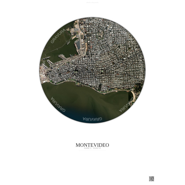 Affiche Montevideo – Poster vue satellite 2.5km Couleur | Gravur