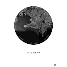 Affiche Montevideo – Poster vue satellite 6km N&B | Gravura – Fo