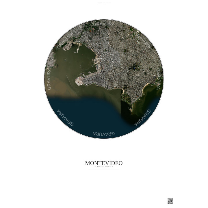 Affiche Montevideo – Poster vue satellite 6km Couleur | Gravura 