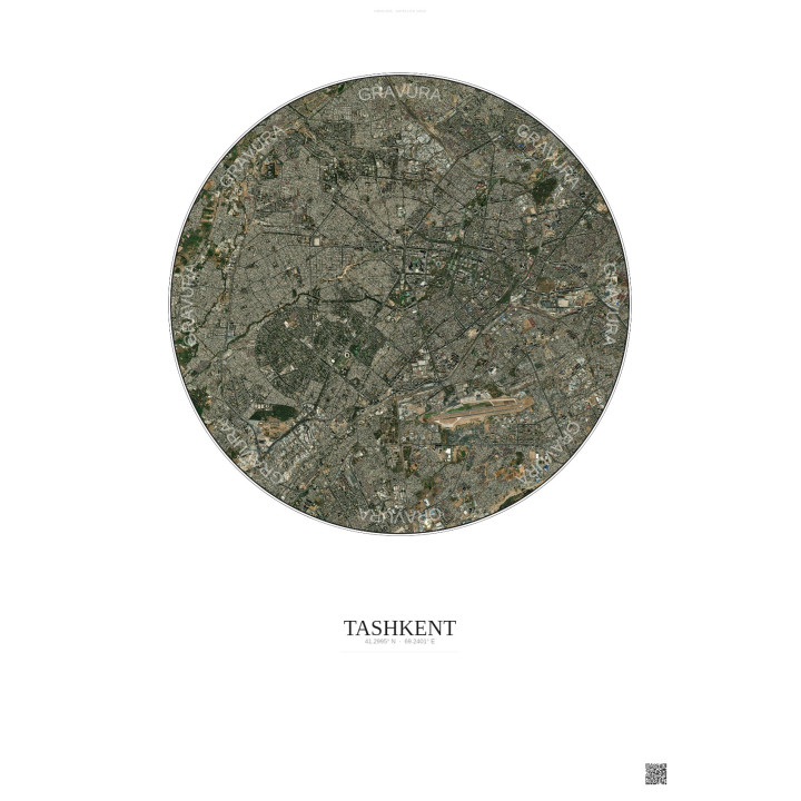 Affiche Tashkent – Poster vue satellite 10km Couleur | Gravura –