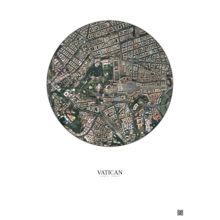 Affiche Vatican – Poster vue satellite 1km Couleur | Gravura – F