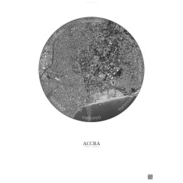 Affiche Accra – Poster vue satellite 2.5km N&B | Gravura – Fond clair