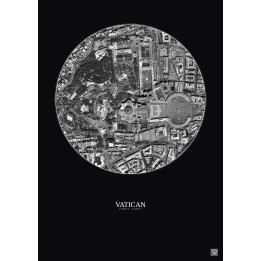 Affiche Vatican – Poster vue satellite 0.5km N&B | Gravura – Fon
