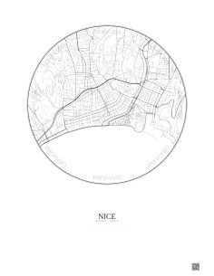 Affiche Nice – Poster carte de ville 2.5km | Gravura – Fond clair
